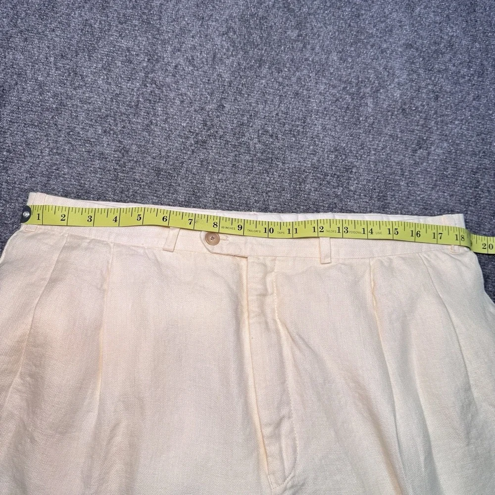 VTG Polo University Ralph Lauren Linen Trousers 42x30(37x29) Cream Herringbone